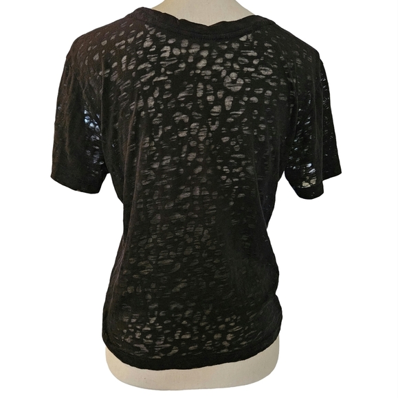 Semi Sheer Cropped Short Sleeve T Shirt, Black, Size 13 - Picture 3 of 7